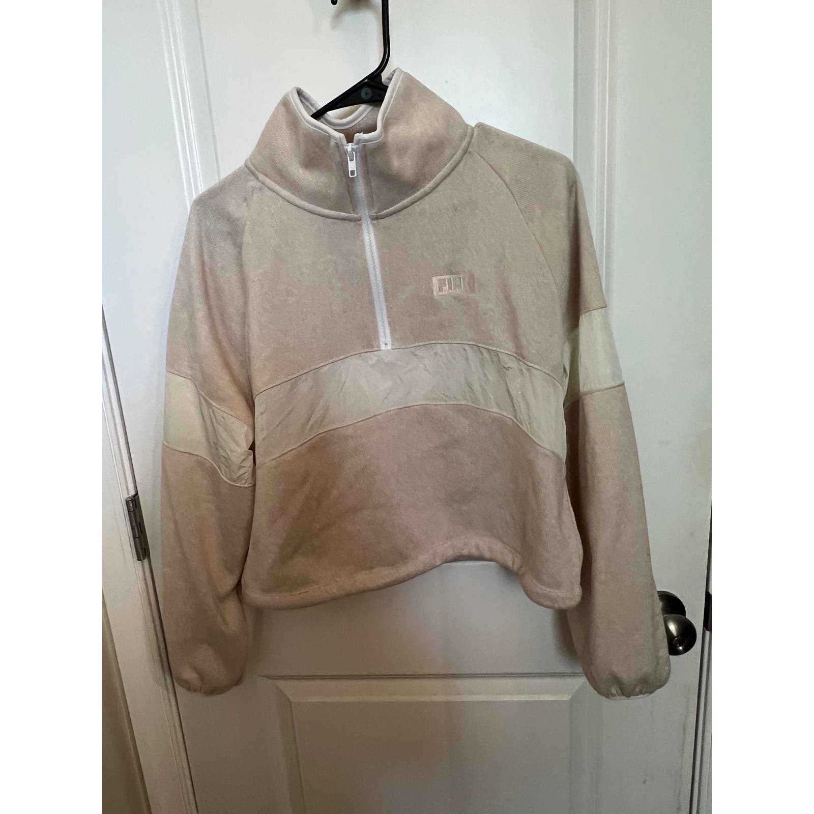 Women's Victoria's Secret Pink Sweater Knit Cropped Half Zip Beige / Cream S Top